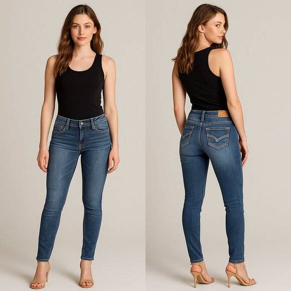 VANITY JEANS 🖤⚡🔥 Women's Low-Rise Kennedy Skinny Jeans - Size 32 👖 - Picture 1 of 15